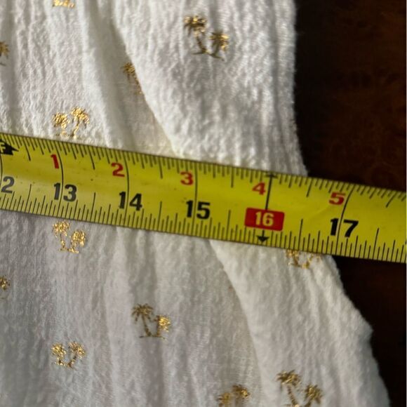 For Cynthia White Dress with Gold Palm Tree Print Sleeveless NEW Size Small - Picture 11 of 12